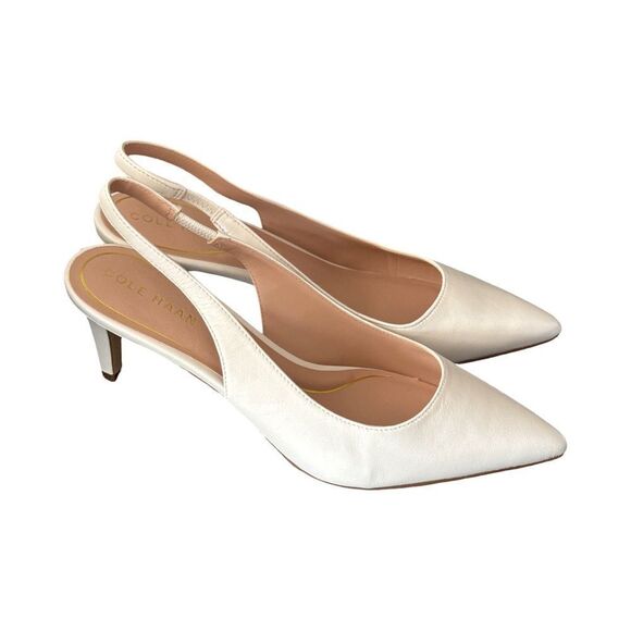 COLE HAAN VANDAM LEATHER SLING-BACK PUMP IVORY - Picture 3 of 11